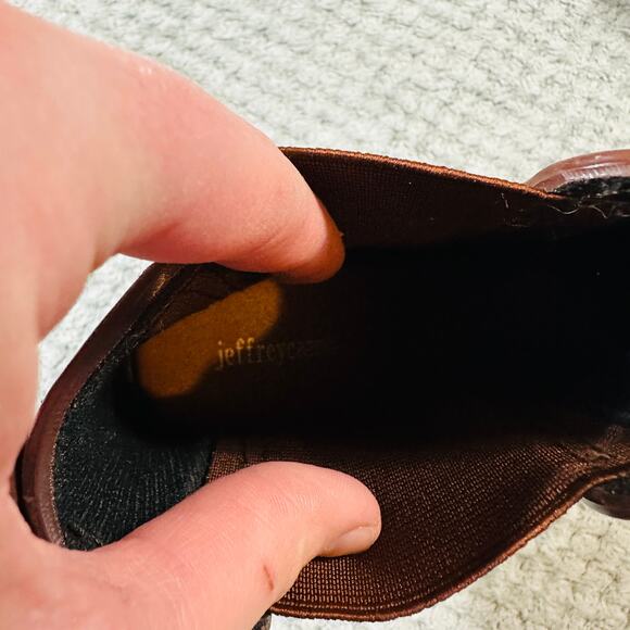 Jeffrey Campbell Women's Hurricane Shiny Block Heeled Chelsea Rain Maroon 10 - Picture 7 of 7